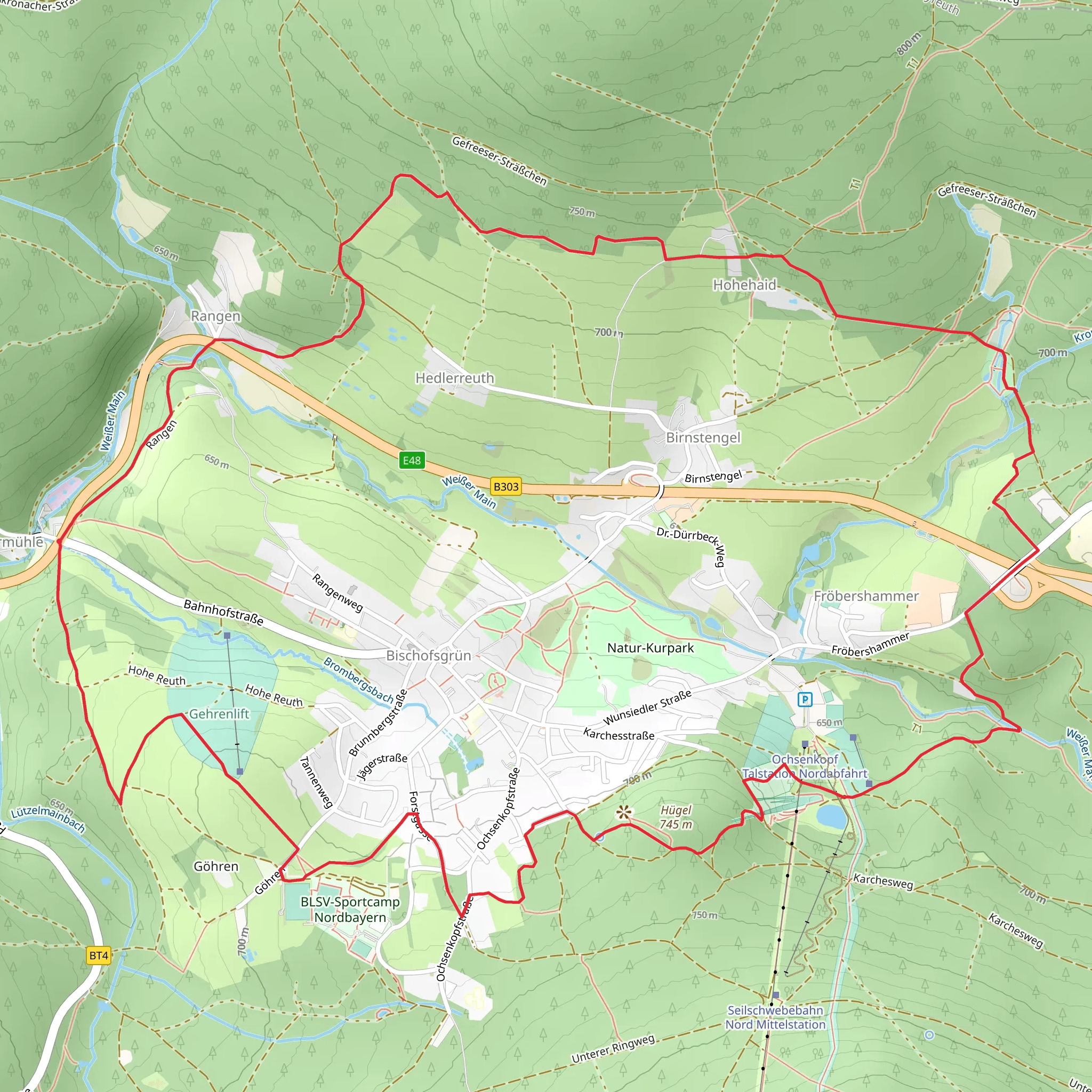 Bischofsgrun Loop via Hugelfels and Ehrenfriedhof mobile static map