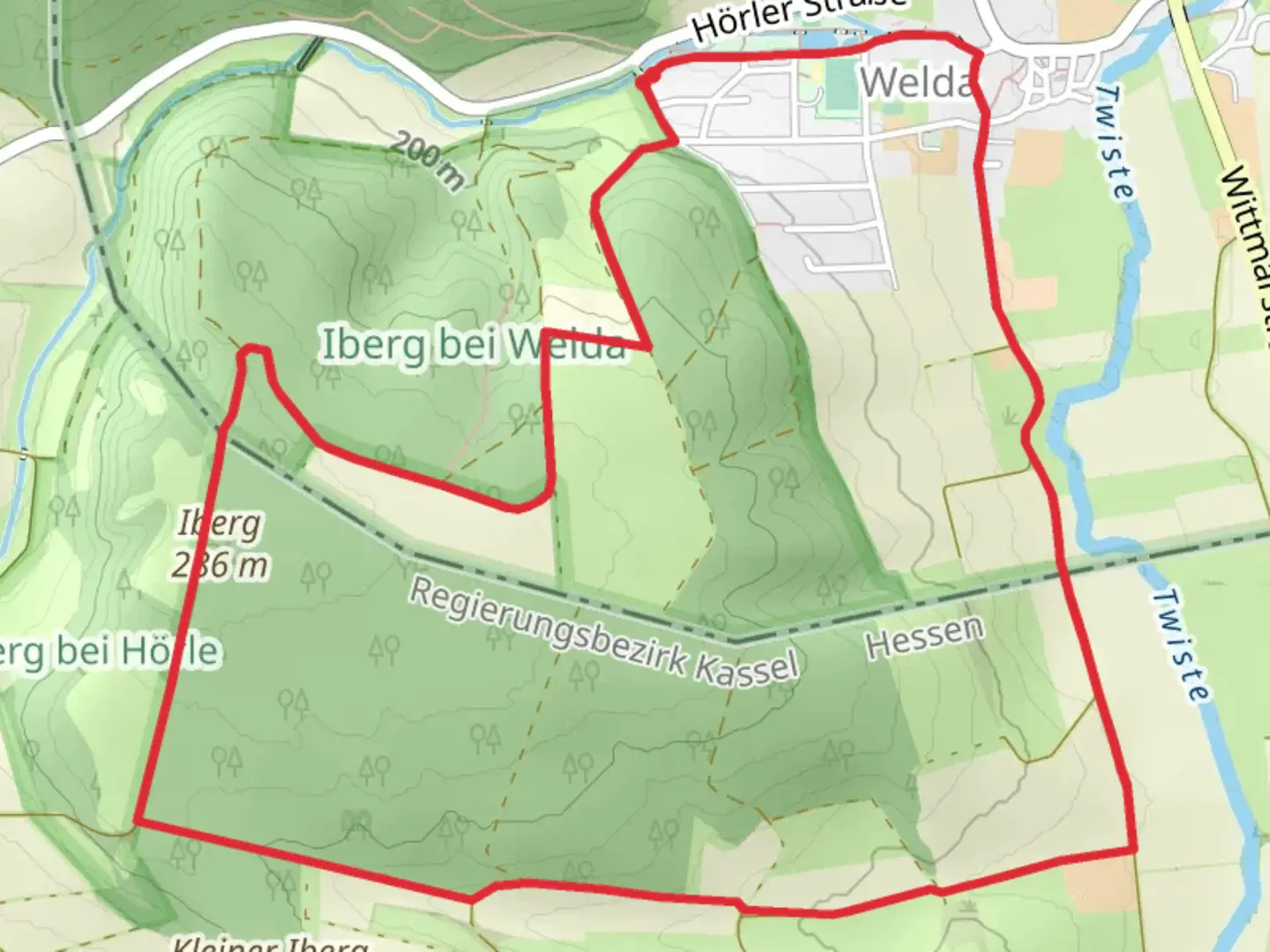 An image depicting the trail Iberg Loop and its surrounding area.