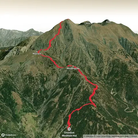 Hike from Palaioselli Mountain Hut to Smolikas Summit