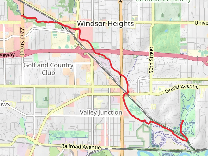 Walnut Creek and Clive Greenbelt via Bill Riley Trail