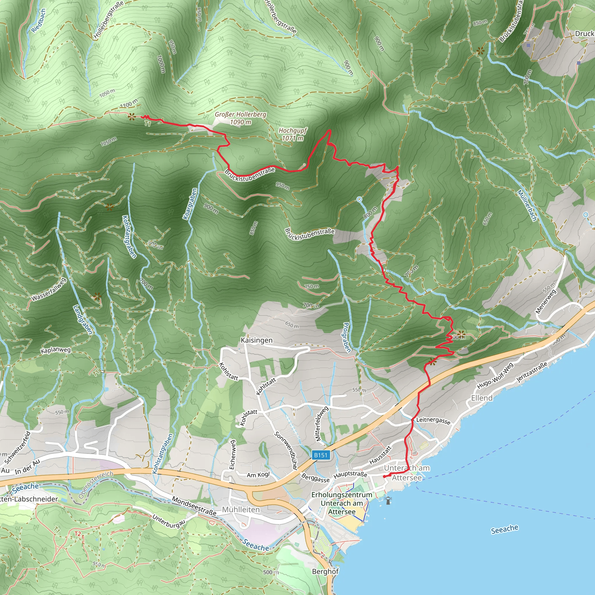 Hochplettspitz from Unterach mobile static map
