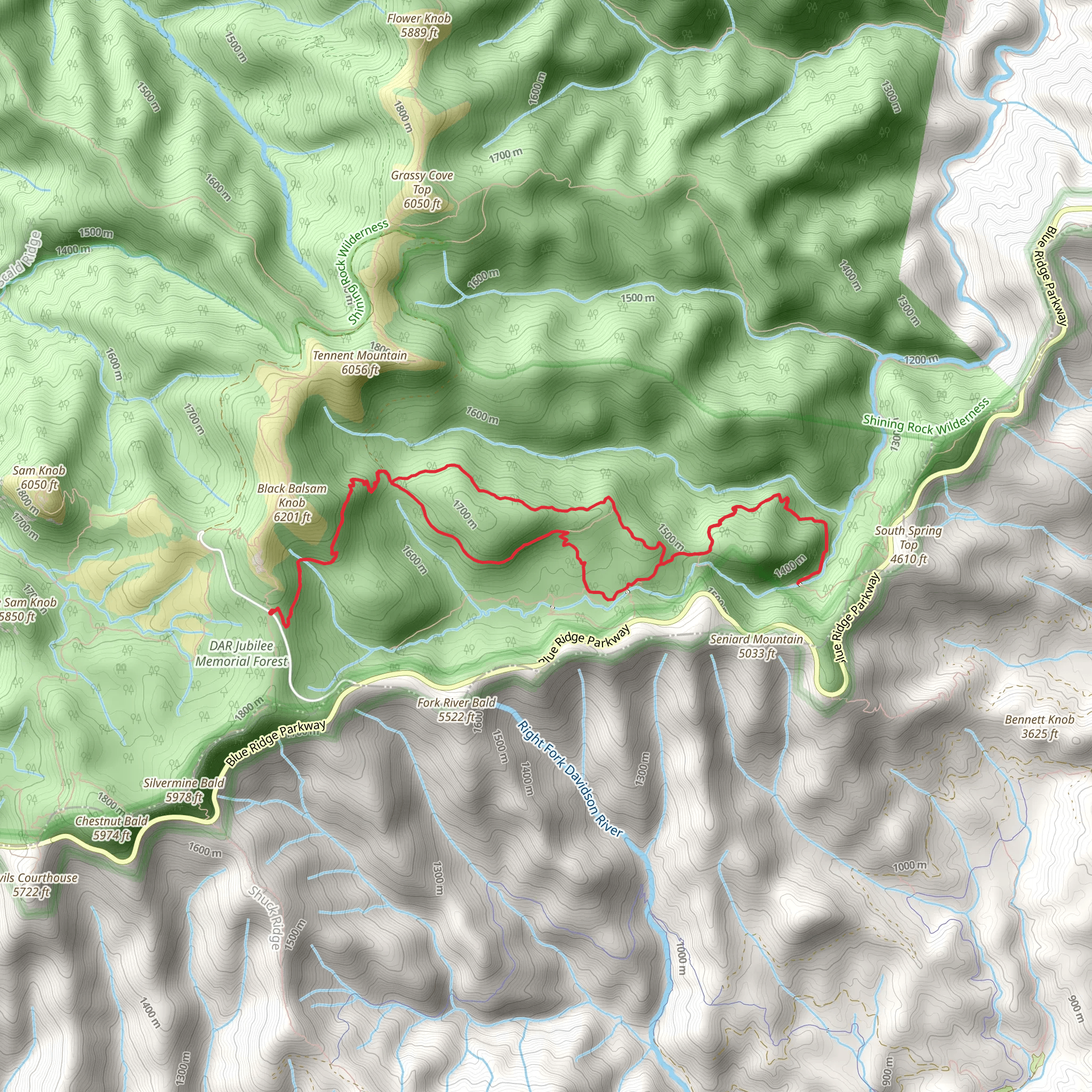 Mountains-to-Sea and Graveyard Ridge Loop Trail mobile static map