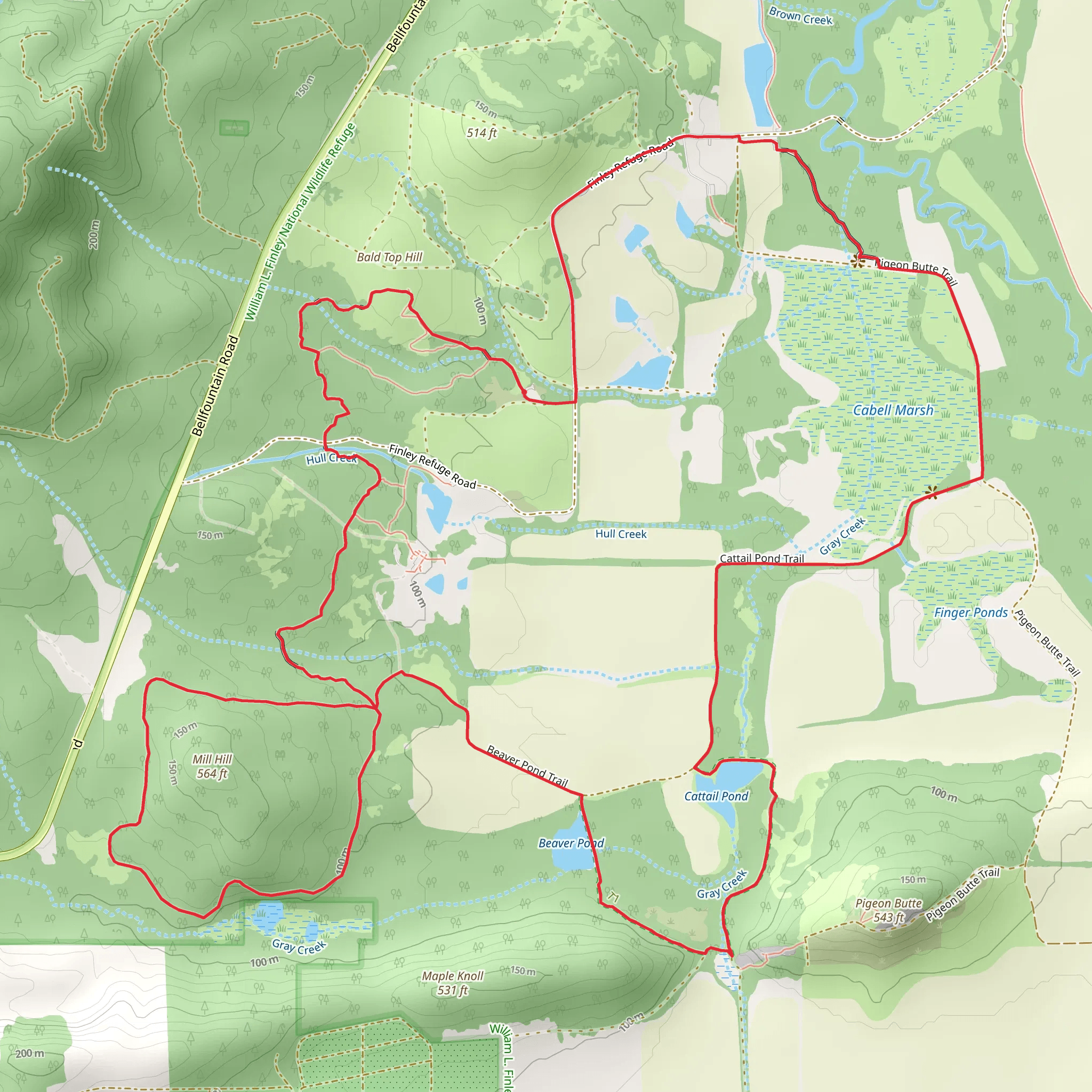 Woodpecker, Mill Hill and Cattail Pond Loop Trail mobile static map
