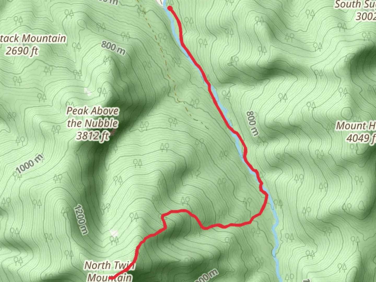 An image depicting the trail North Twin Mountain via North Twin Trail and its surrounding area.