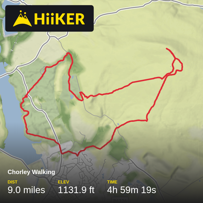 A map preview of the recording Chorley Walking.