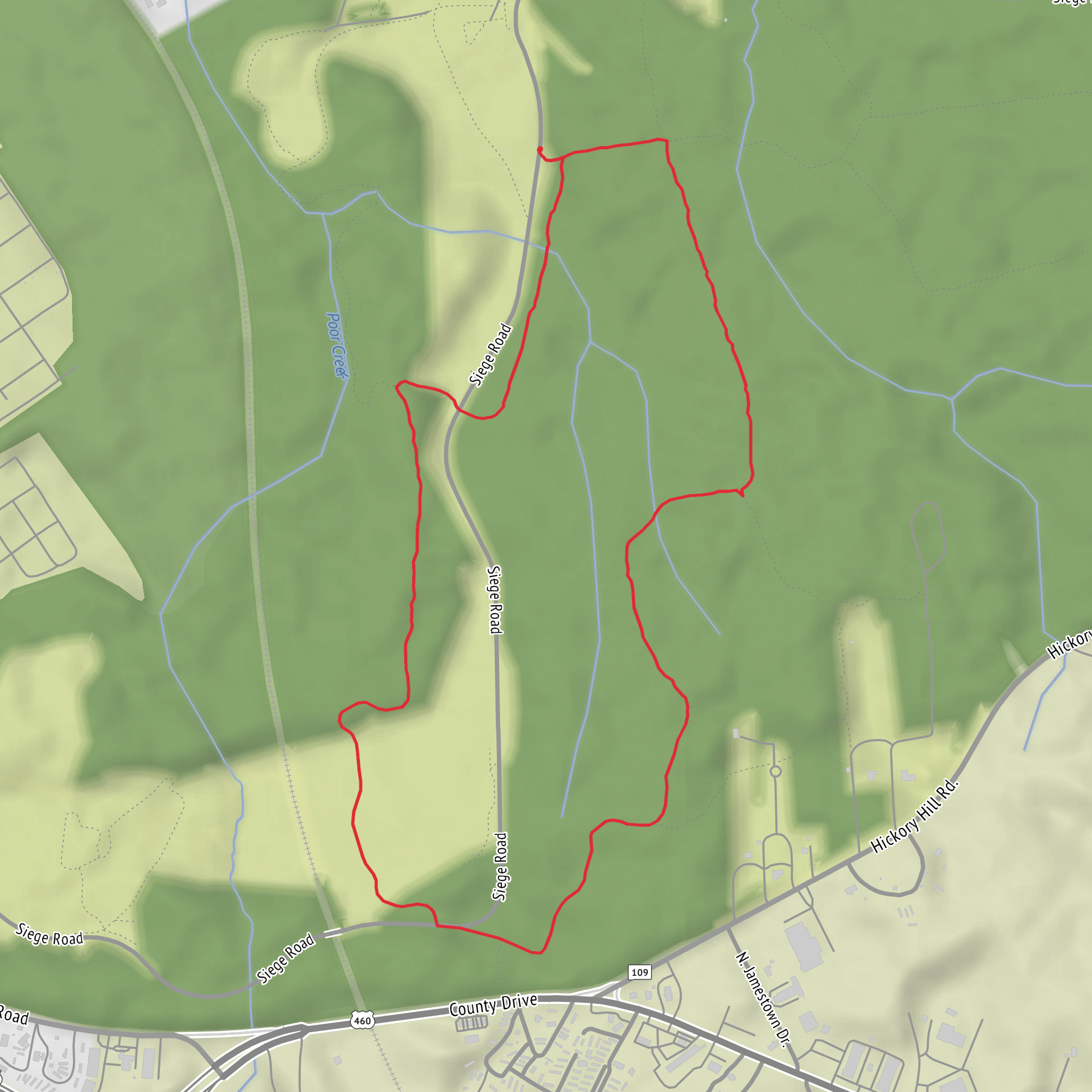 Poor Creek Trail and Encampment Trail Loop mobile static map