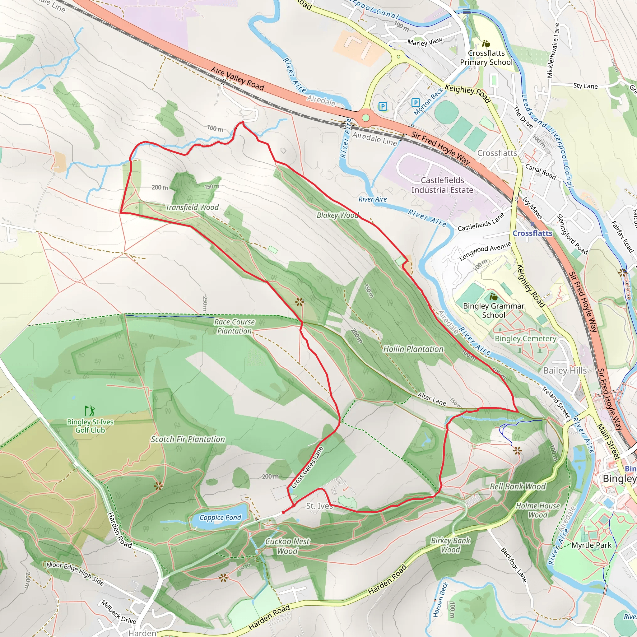 Alter Wood, Blakey Wood and Hollin Plantation Loop mobile static map