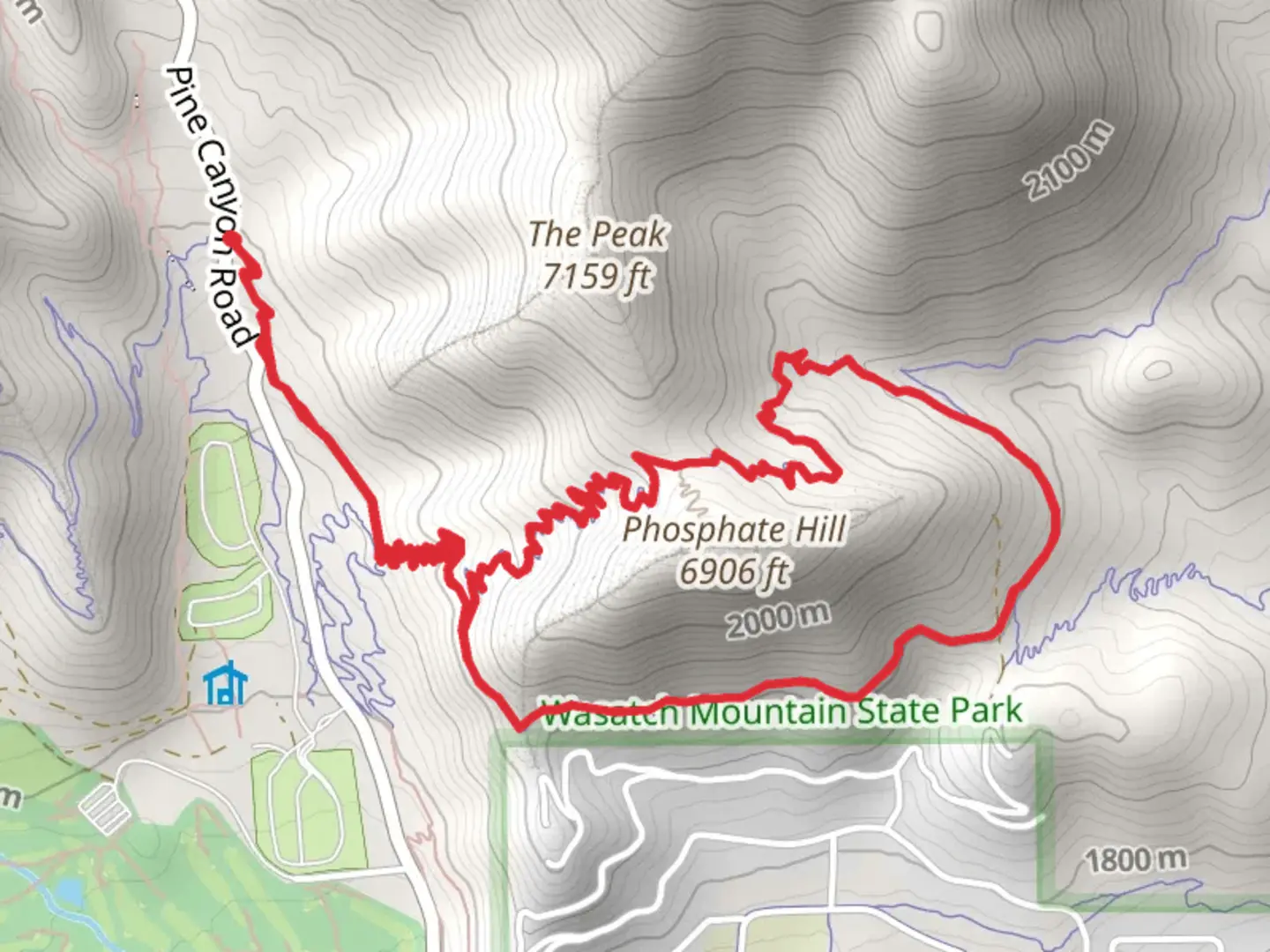 An image depicting the trail The Face and Phosphate Hill Loop and its surrounding area.