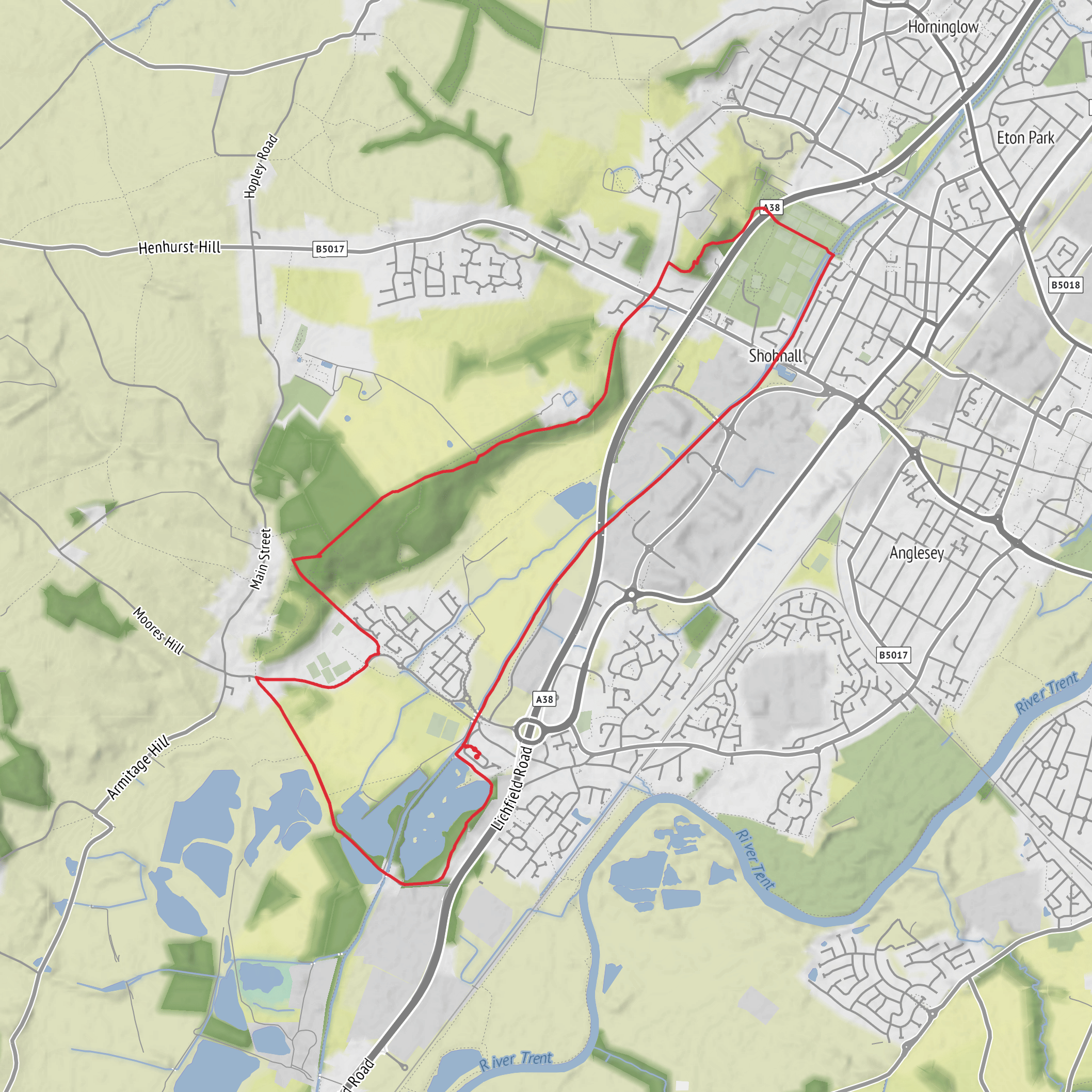 Branston Hill and Canal walk mobile static map