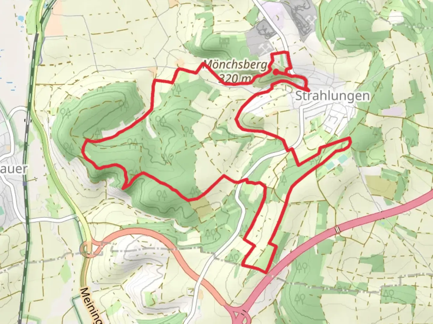 An image depicting the trail Michaelsbergblick via Extratour Strahlugen and its surrounding area.