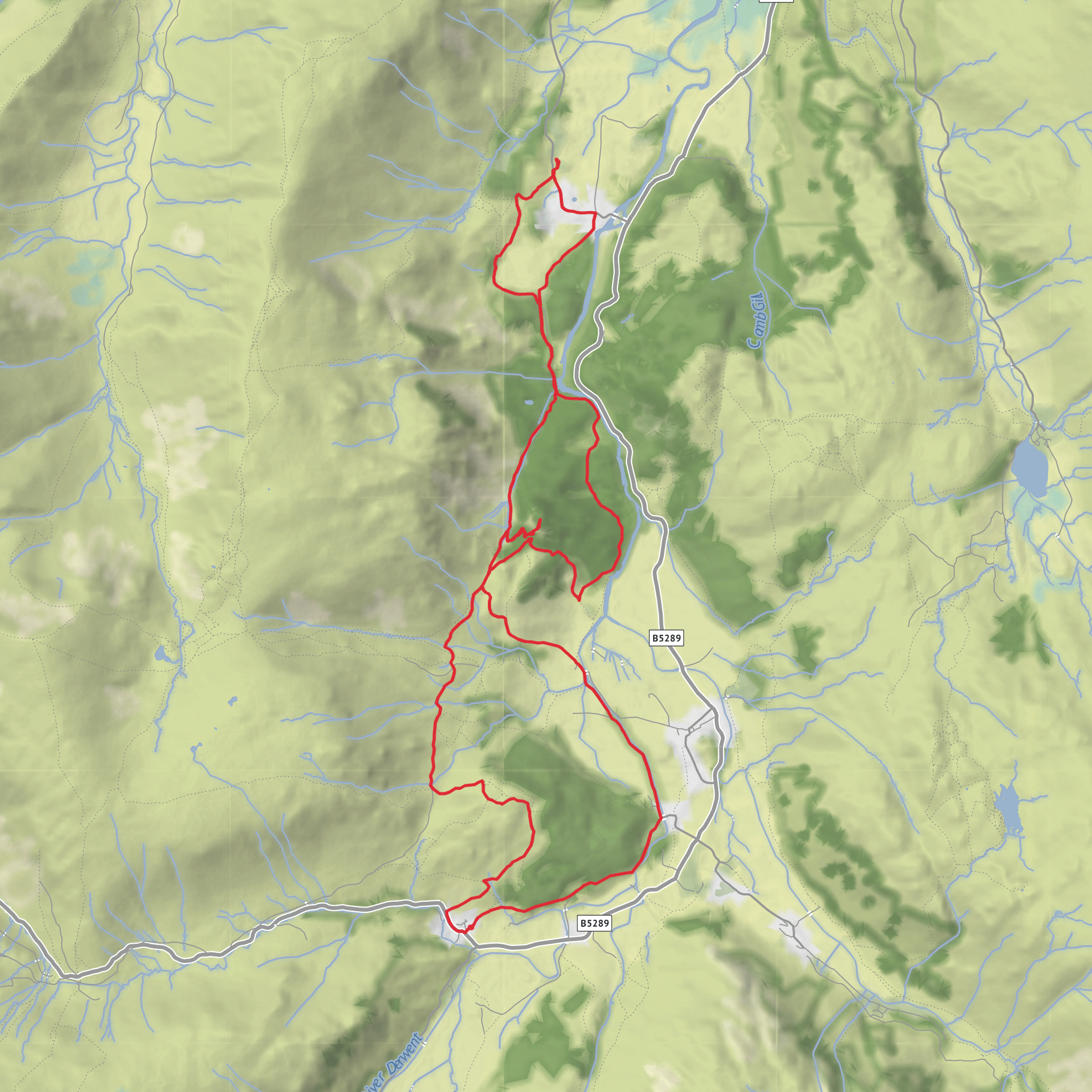 Seatoller to Grange inc Lingy Bank, Castle Crag & High Doat mobile static map