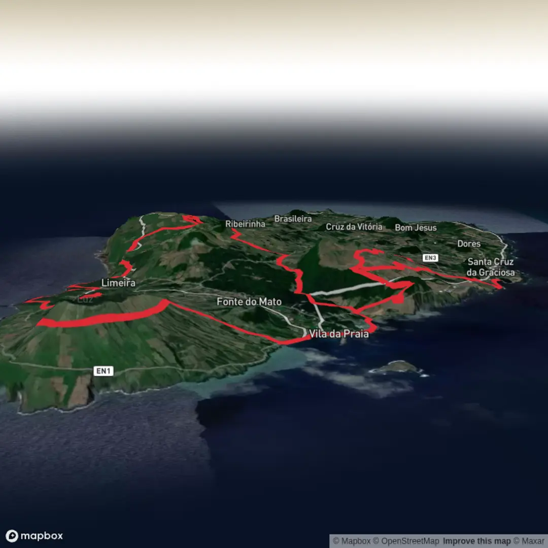 An image depicting the trail Grande Rota da Graciosa and its surrounding area.