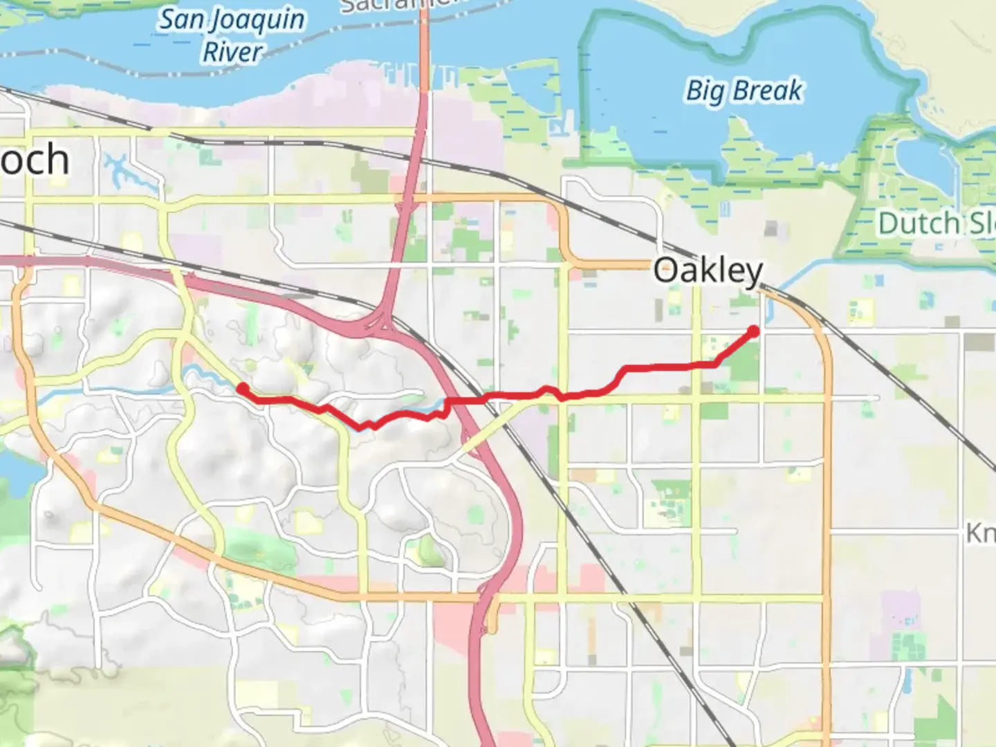 An image depicting the trail Delta De Anza Regional Trail from West Cypress Road and its surrounding area.