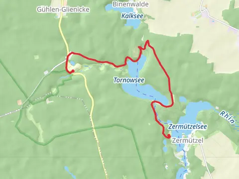 Tornowsee and Zermuetzelsee via Fontanewanderweg and Ruppiner Land Rundweg