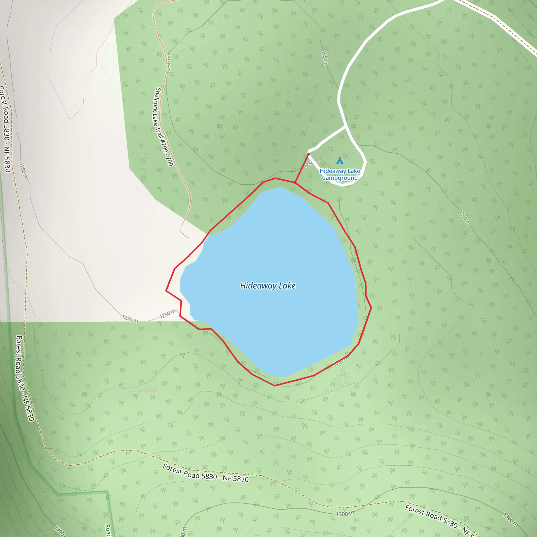 Hideaway Lake Loop mobile static map