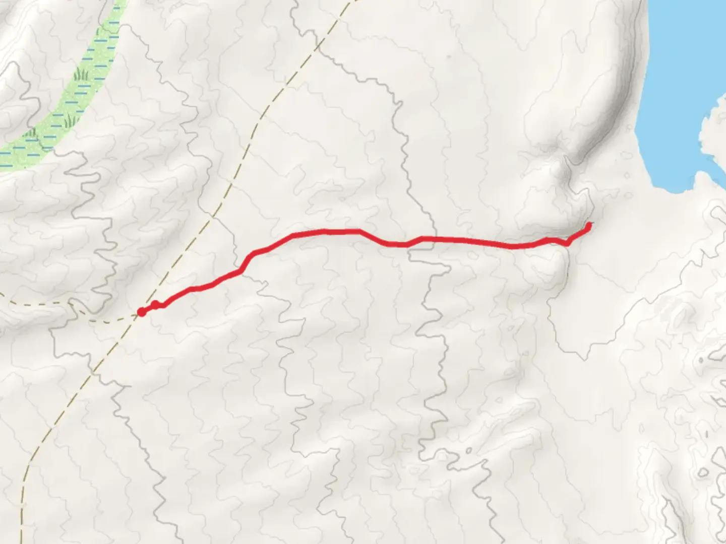 An image depicting the trail Bonelli Landing Road and its surrounding area.