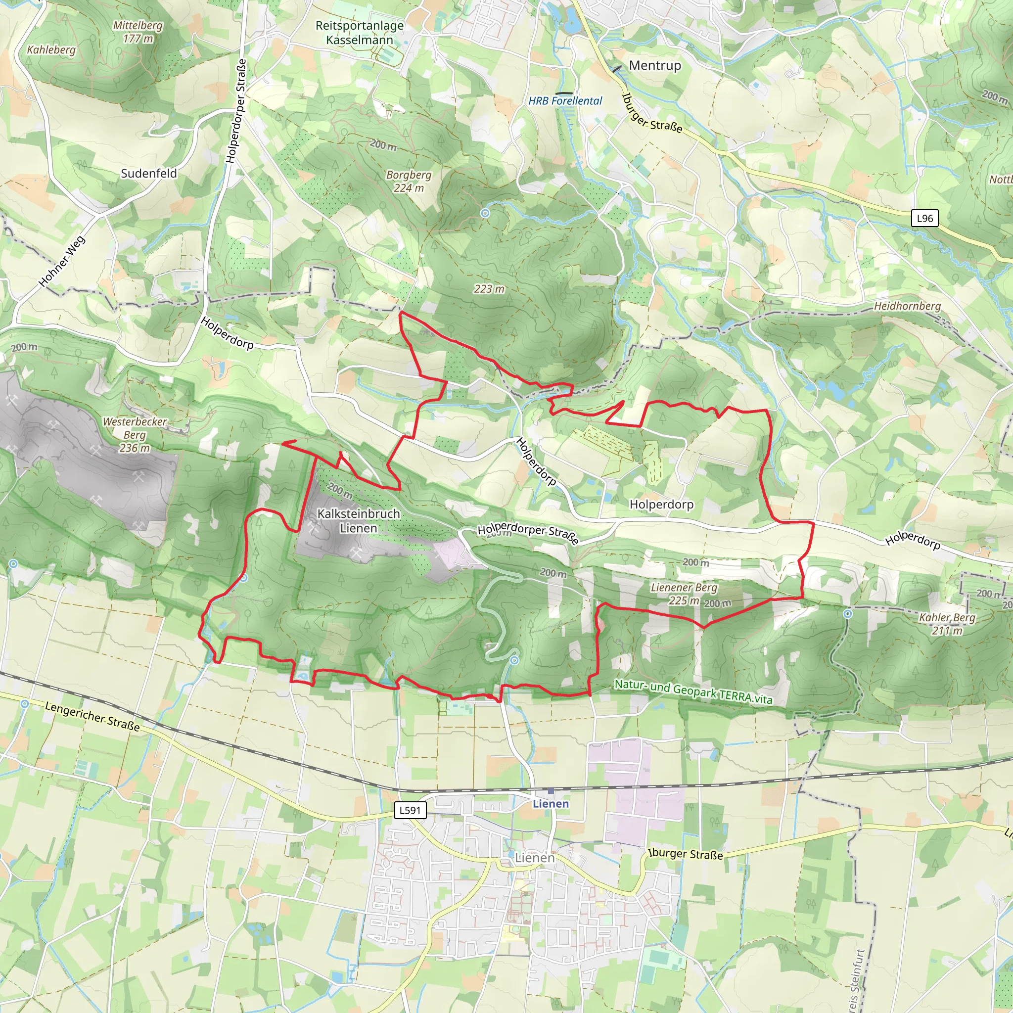 Lienener Berg, Duvensteine and Aldruper Berg Loop mobile static map