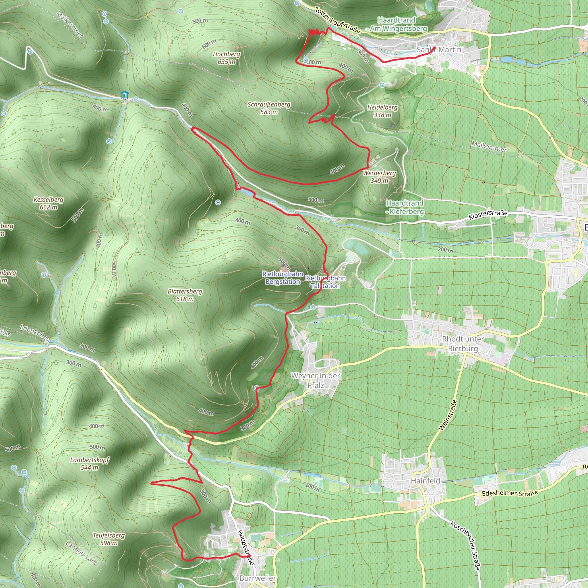 Sankt Martin to Burrweiler Walk mobile static map