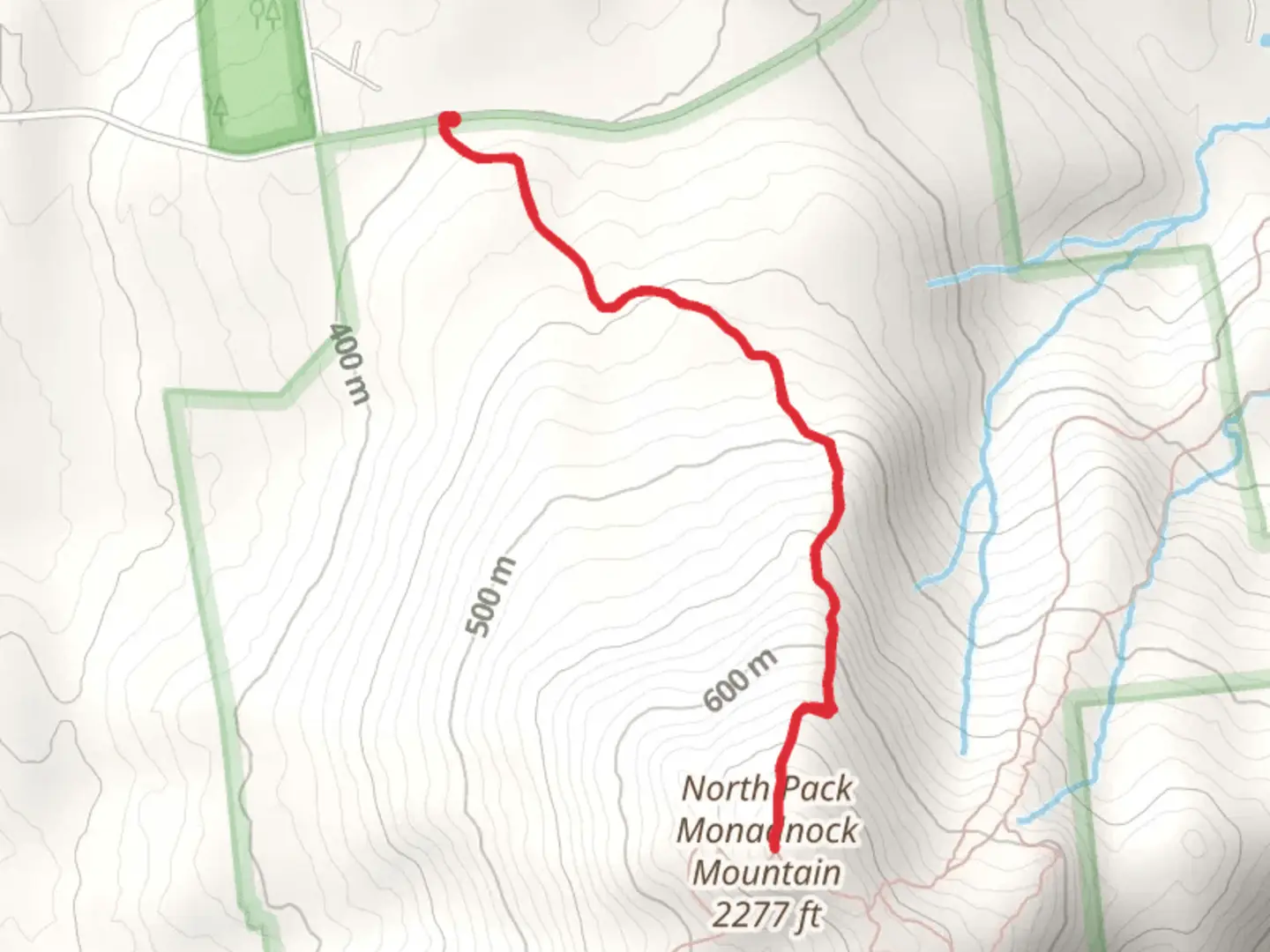 An image depicting the trail North Pack Monadnock Mountain via Wapack Trail and its surrounding area.