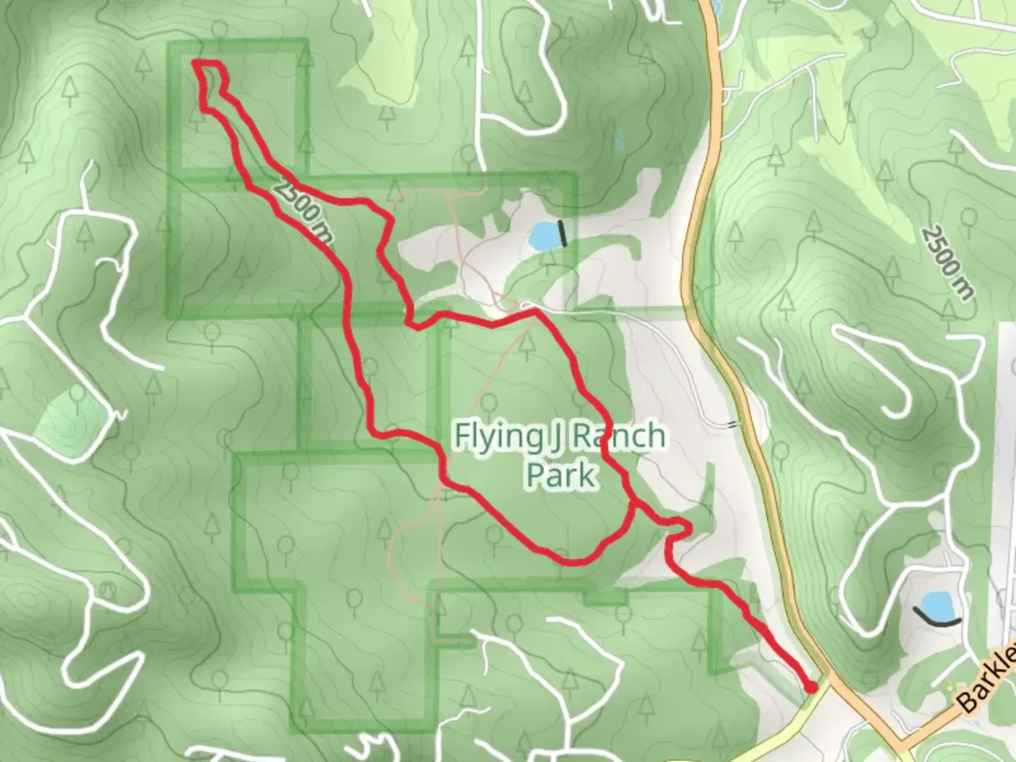 An image depicting the trail Shadow Pine Loop via Junction House Trail and its surrounding area.