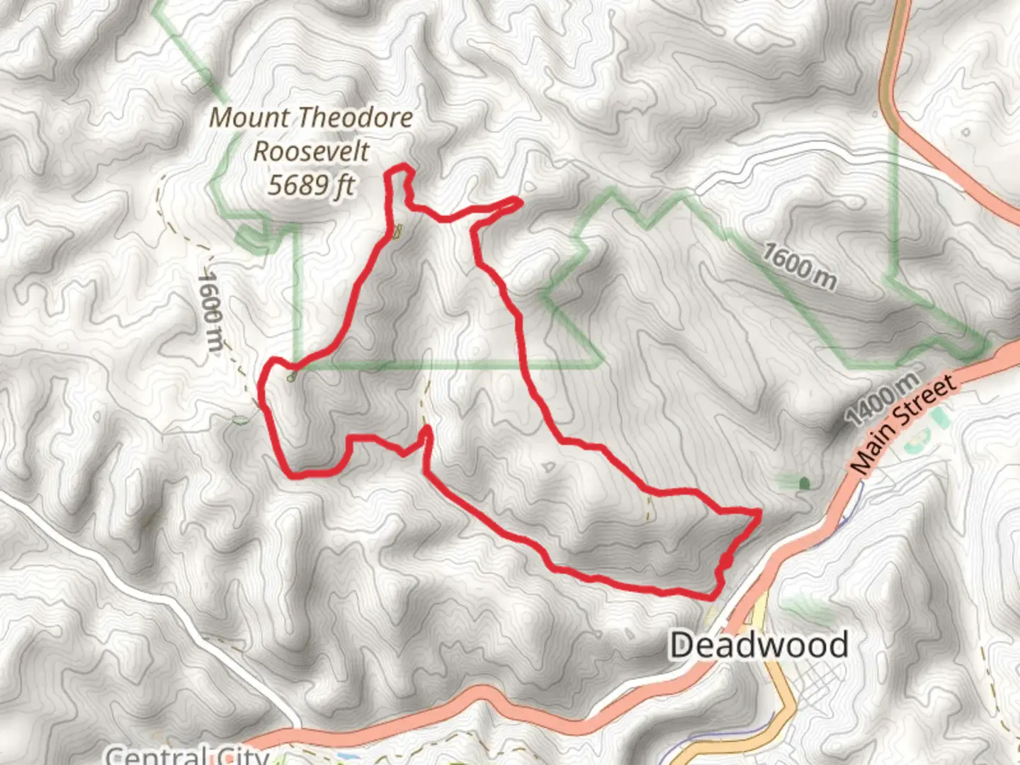 An image depicting the trail Mount Theodore Roosevelt Easrrtside Loop and its surrounding area.