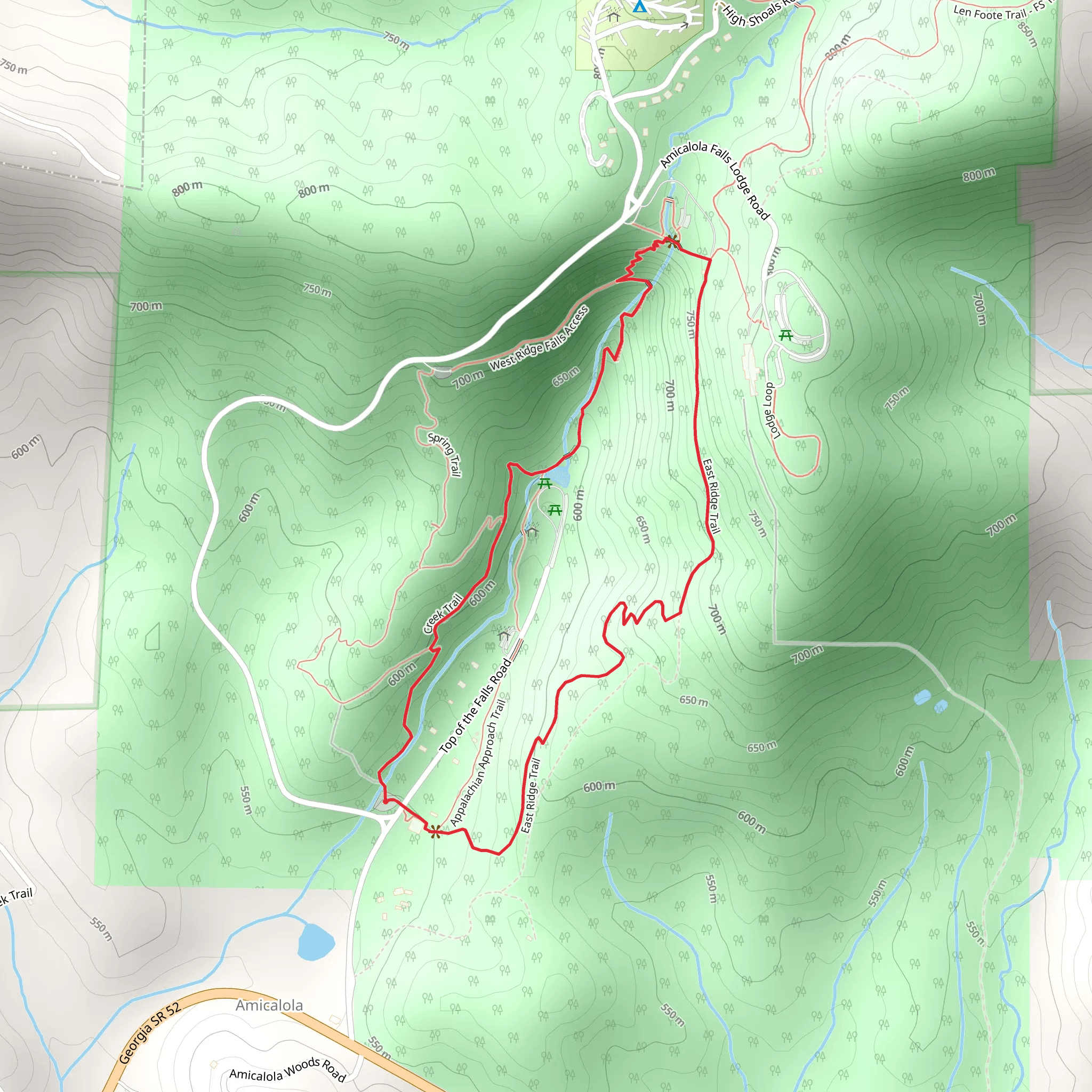 Amicalola Falls and East Ridge Loop Trail mobile static map