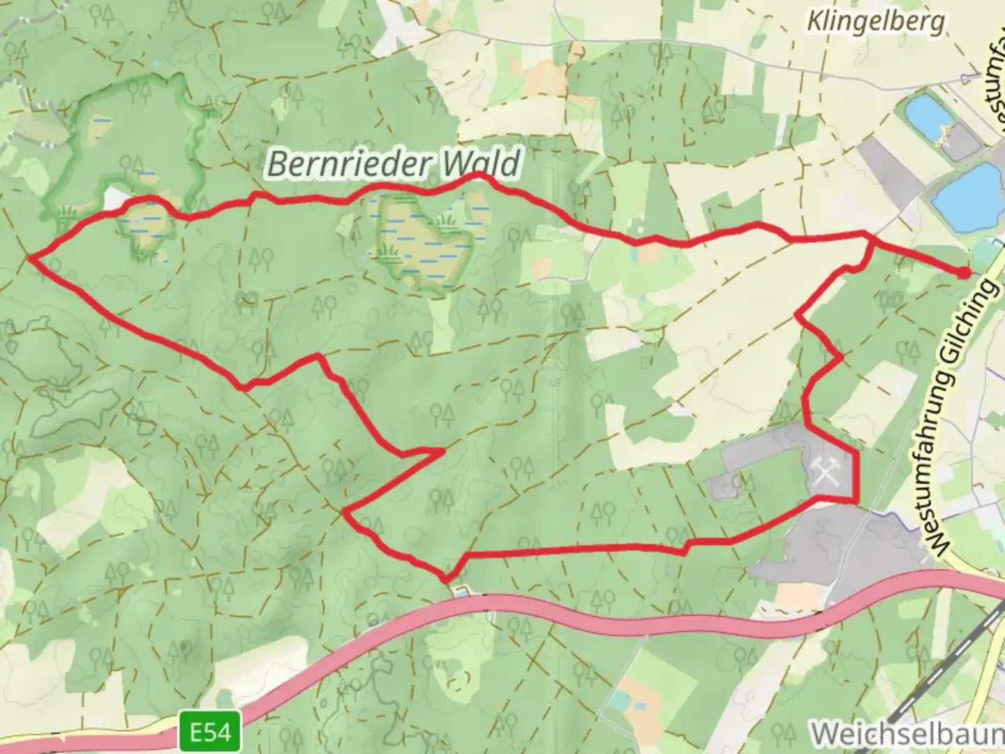 An image depicting the trail Via Zeitreise - Blaue Route and its surrounding area.