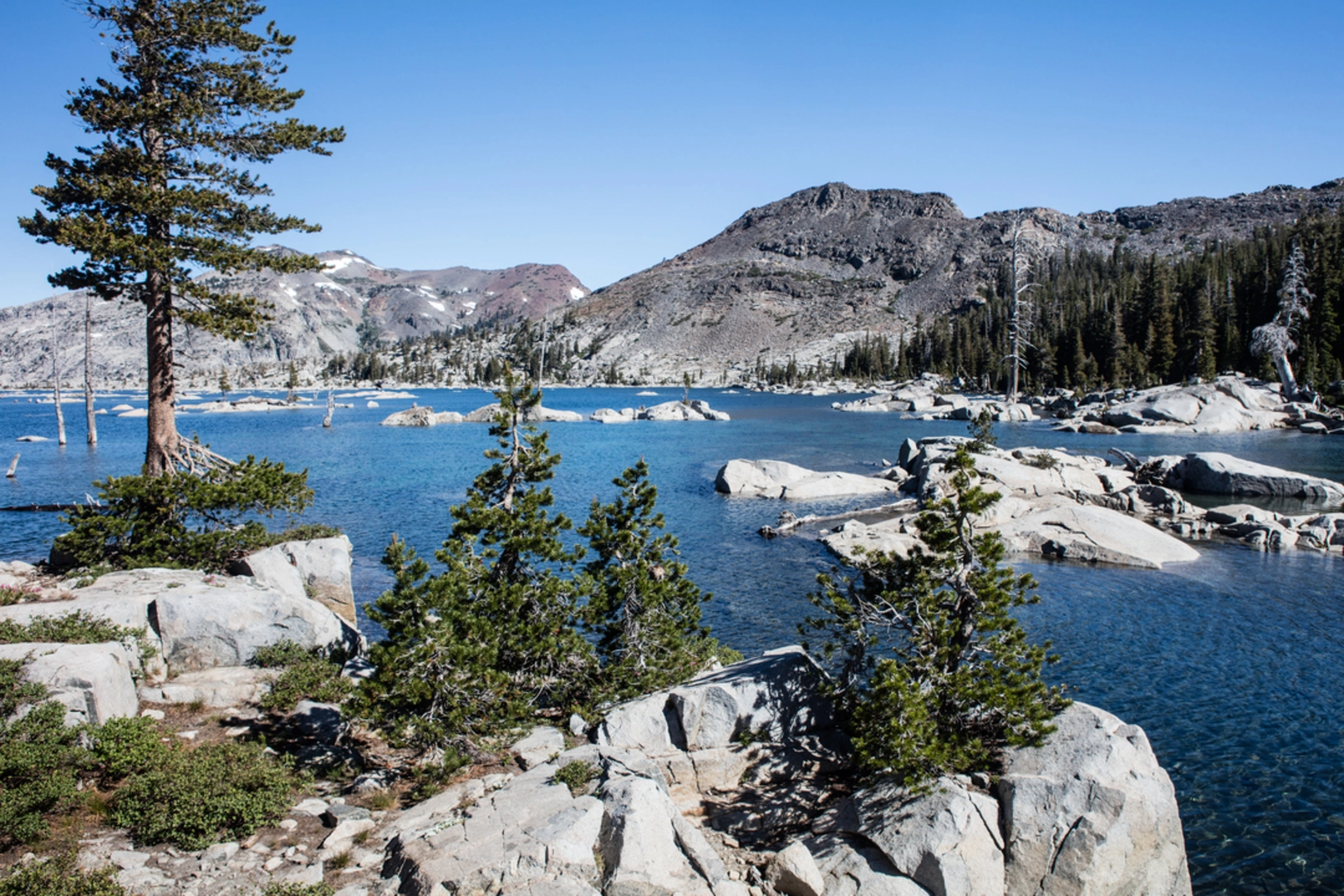 An image depicting the trail Echo Lakes to Aloha Lake Trail and its surrounding area.