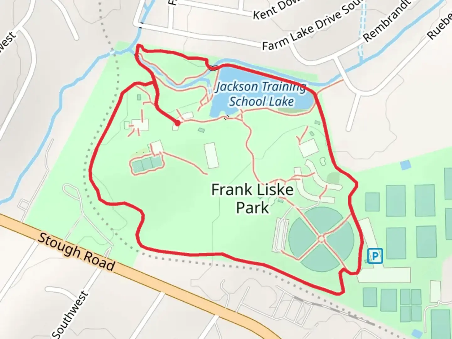 An image depicting the trail Jogging Loop Trail and its surrounding area.