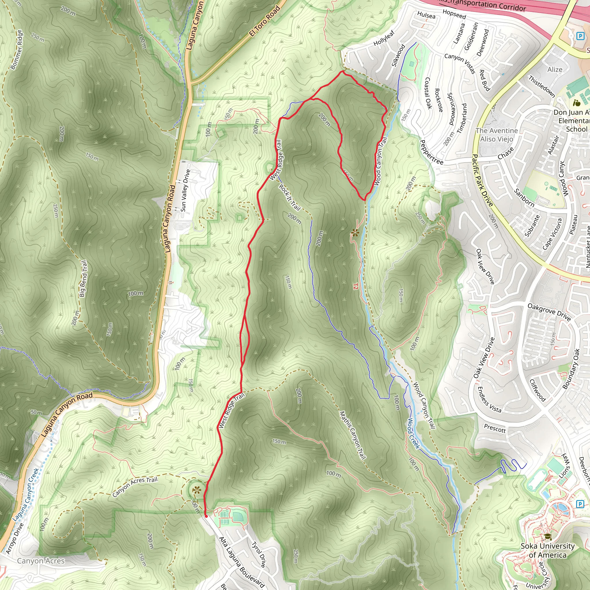 Lynx Trail via West Ridge Trail mobile static map