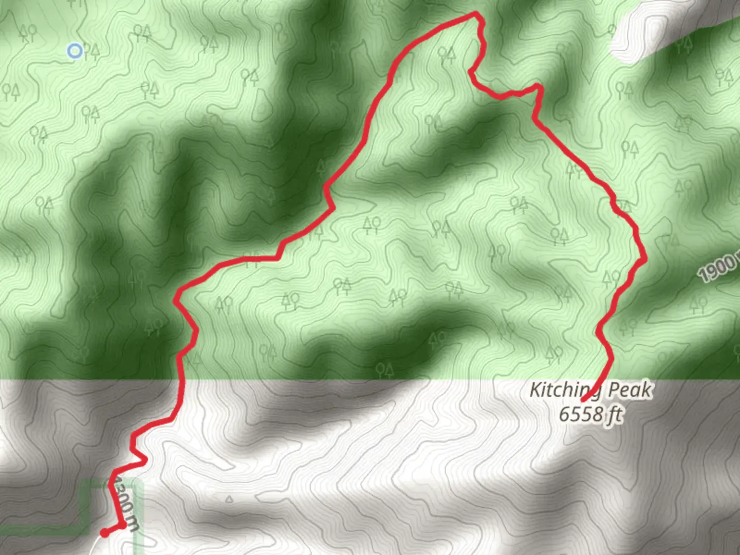 An image depicting the trail Kitching Peak Trail and its surrounding area.