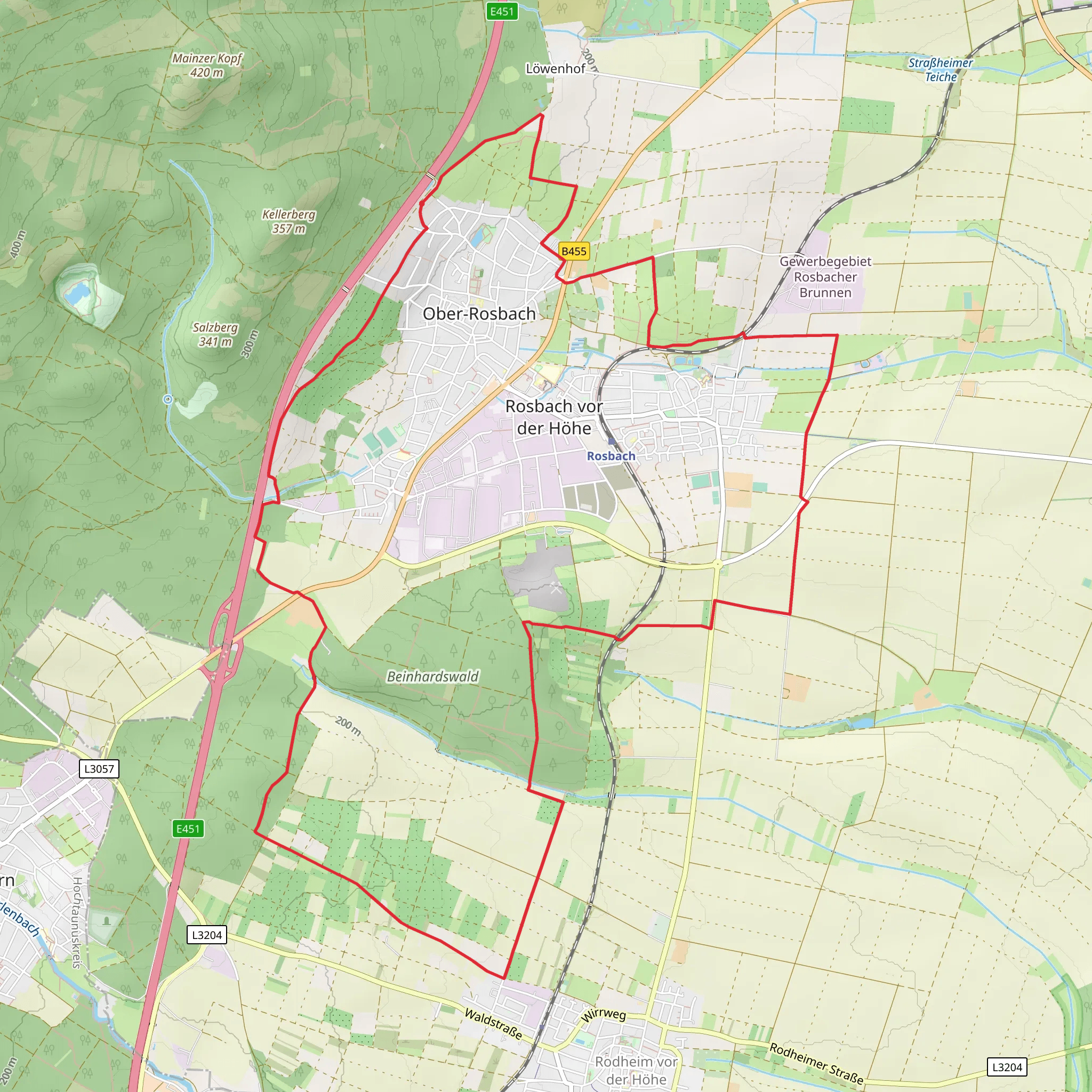 Rosbach vor der Hohe and Beinhardswald Loop mobile static map