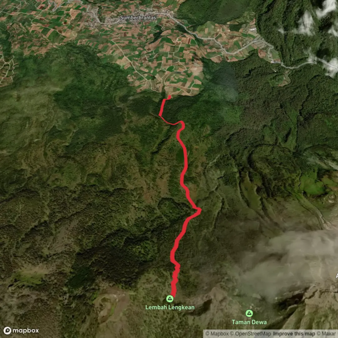 An image depicting the trail Turun Lengkehan - Brakseng and its surrounding area.