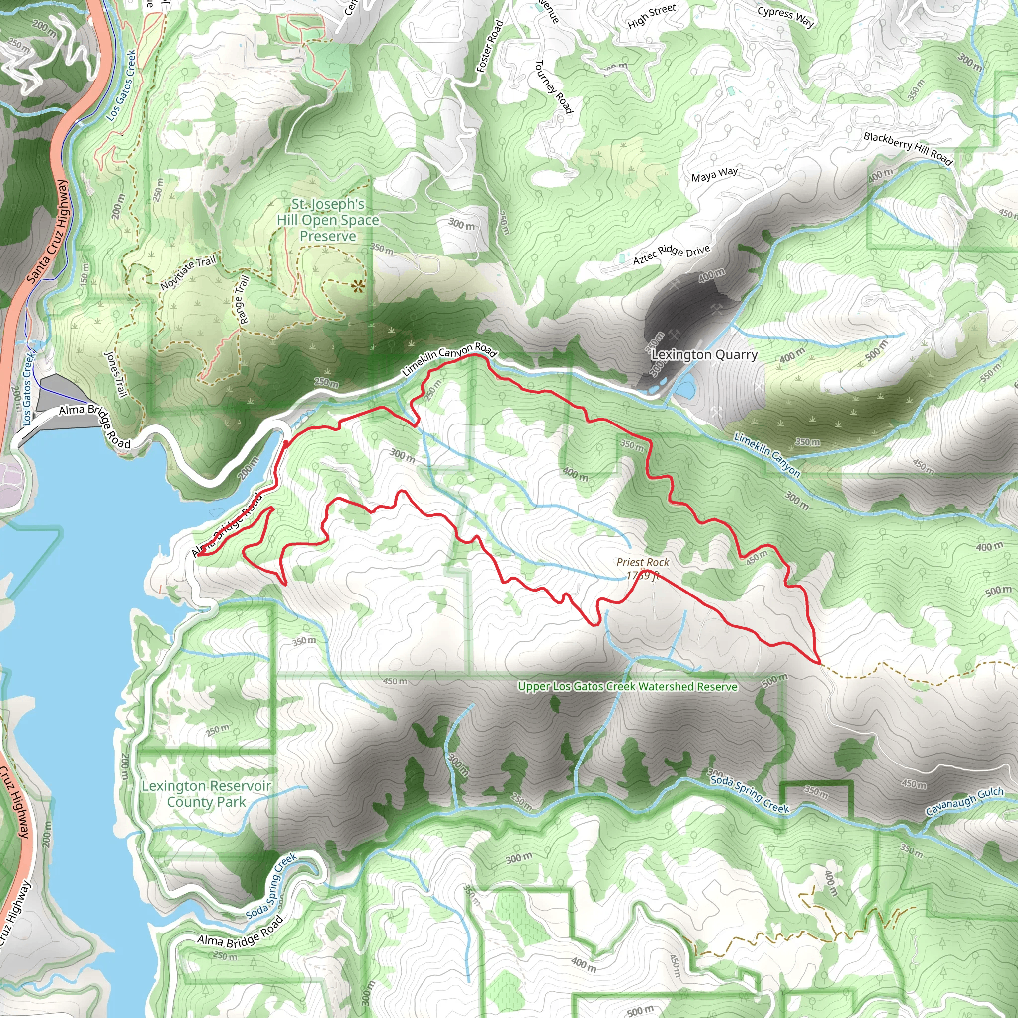 Limekiln Trail and Priest Rock Loop Trail mobile static map