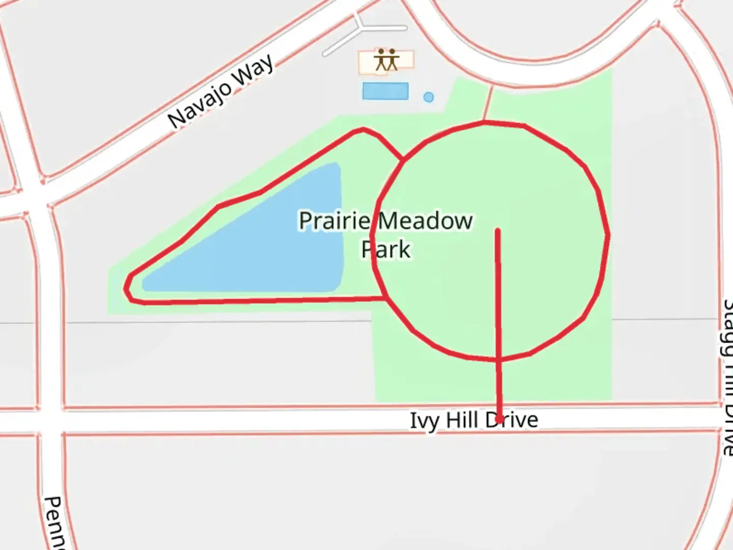 An image depicting the trail Prairie Meadow Park Loop and its surrounding area.