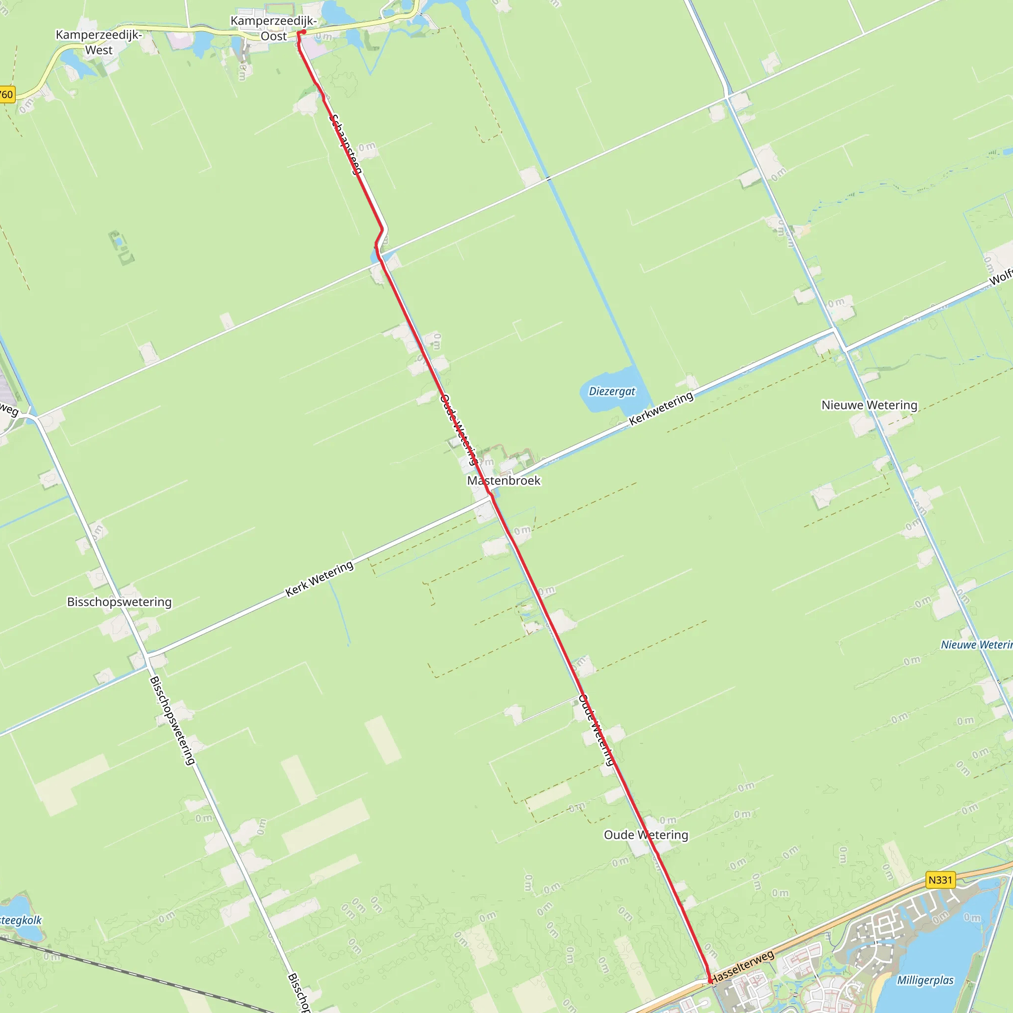 Kamperzeedijk Oost to Boxemtunnel via Oude Watering mobile static map