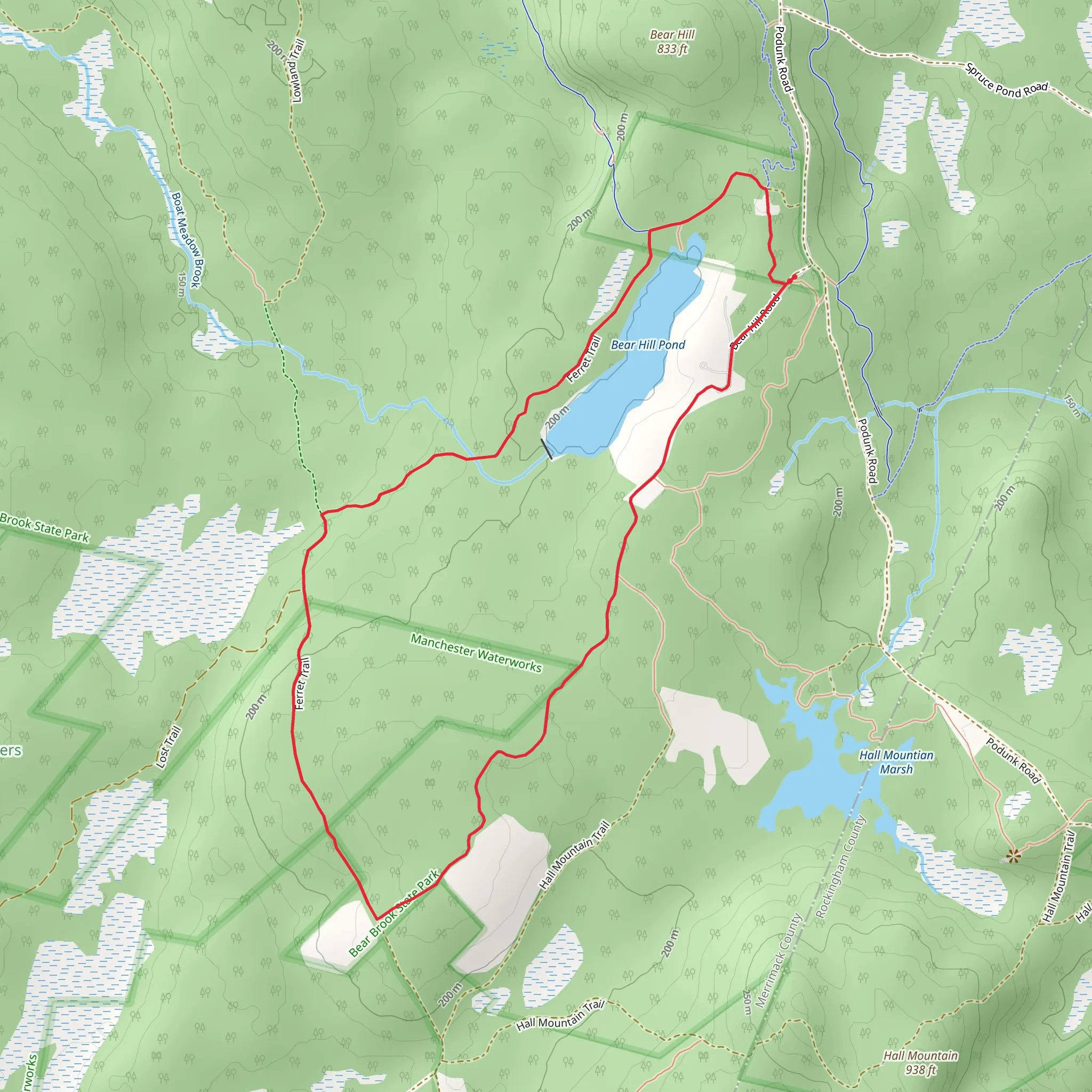 Bear Hill Pond Loop Trail mobile static map