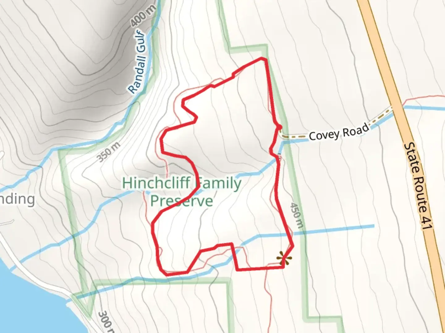 An image depicting the trail Covey Road Loop and its surrounding area.