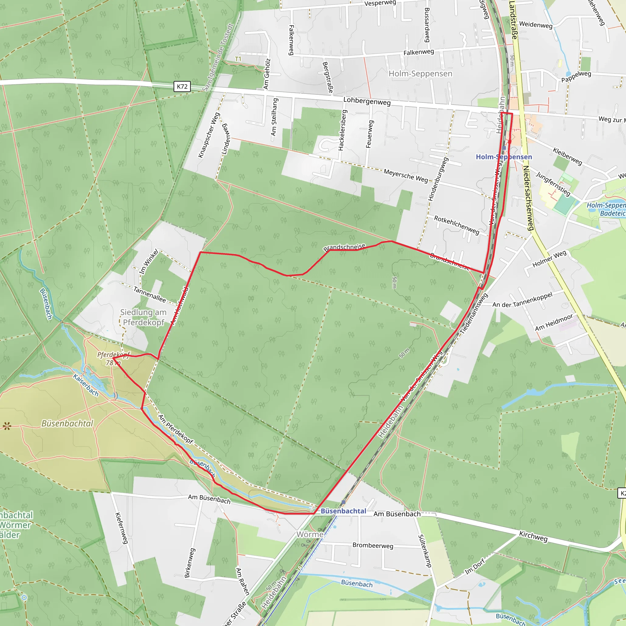 Ho-Se Gruener Rundwanderweg and Freudenthalweg mobile static map
