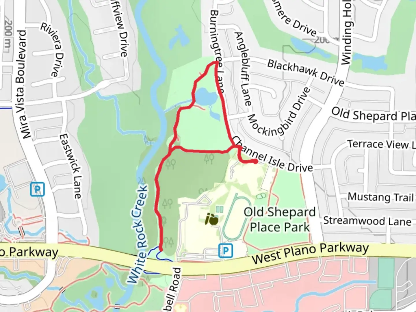 An image depicting the trail White Rock Park Loop Trail and its surrounding area.