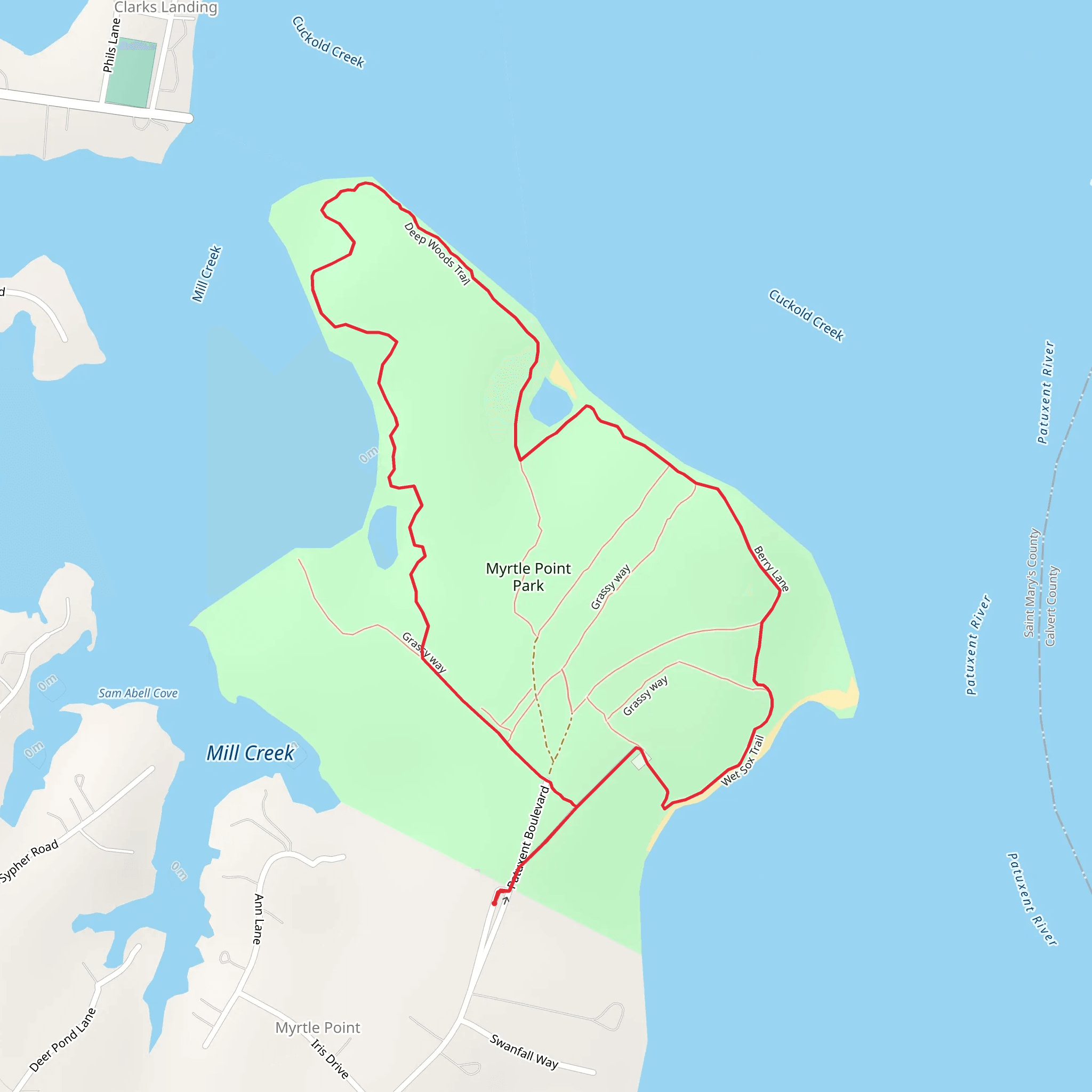 Myrtle Point Park - Deep Woods Loop Trail mobile static map