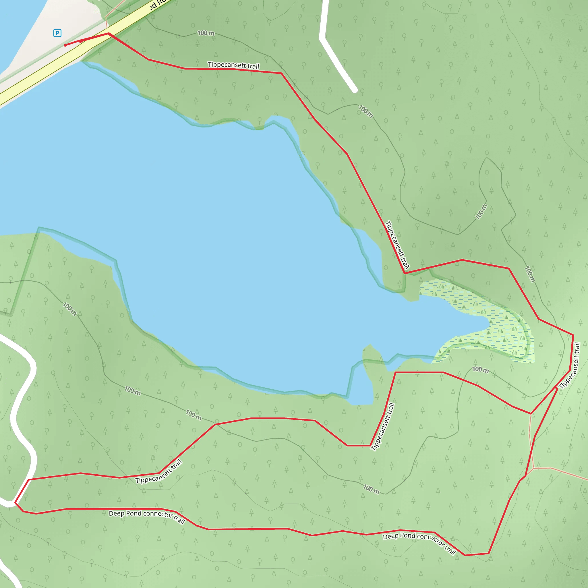 Tippecansett Trail and Deep Connector Loop Trail mobile static map