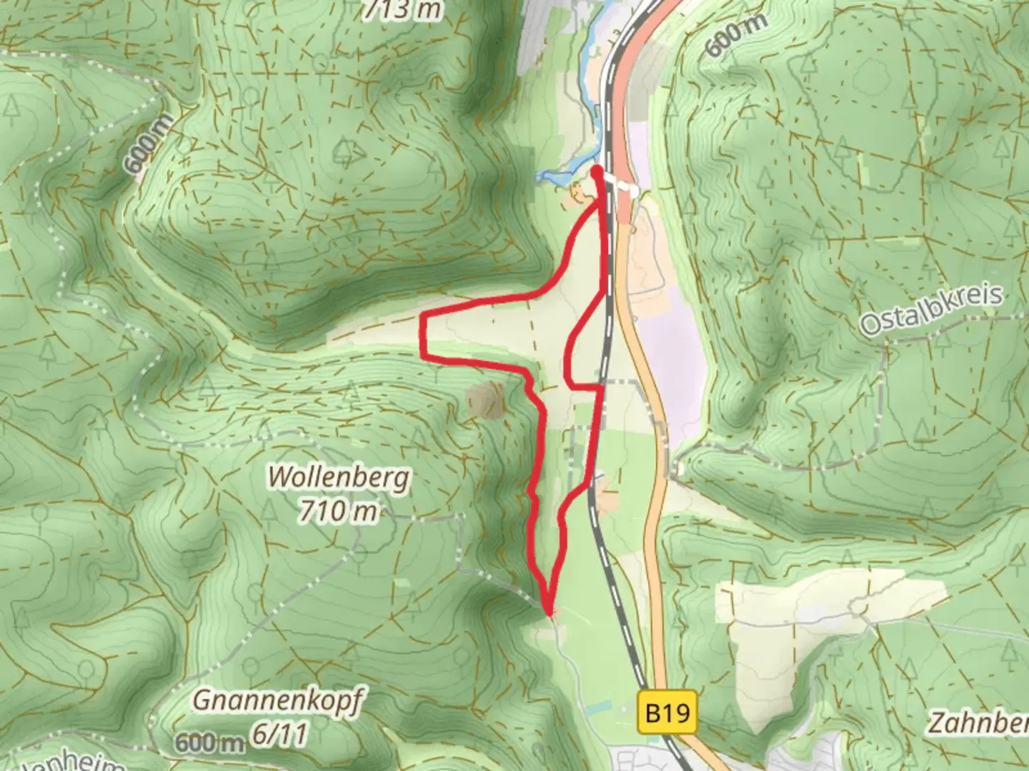An image depicting the trail Wannensturz Loop and its surrounding area.