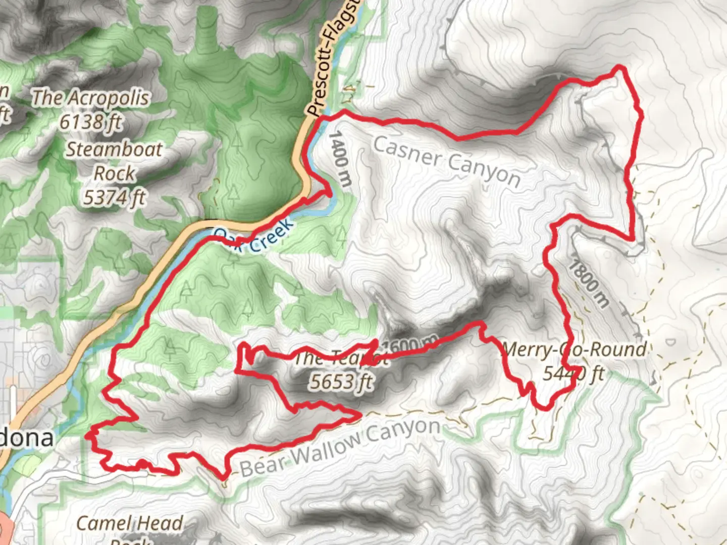 An image depicting the trail Munds Wagon, Hangover and Huckaby Loop Trail and its surrounding area.