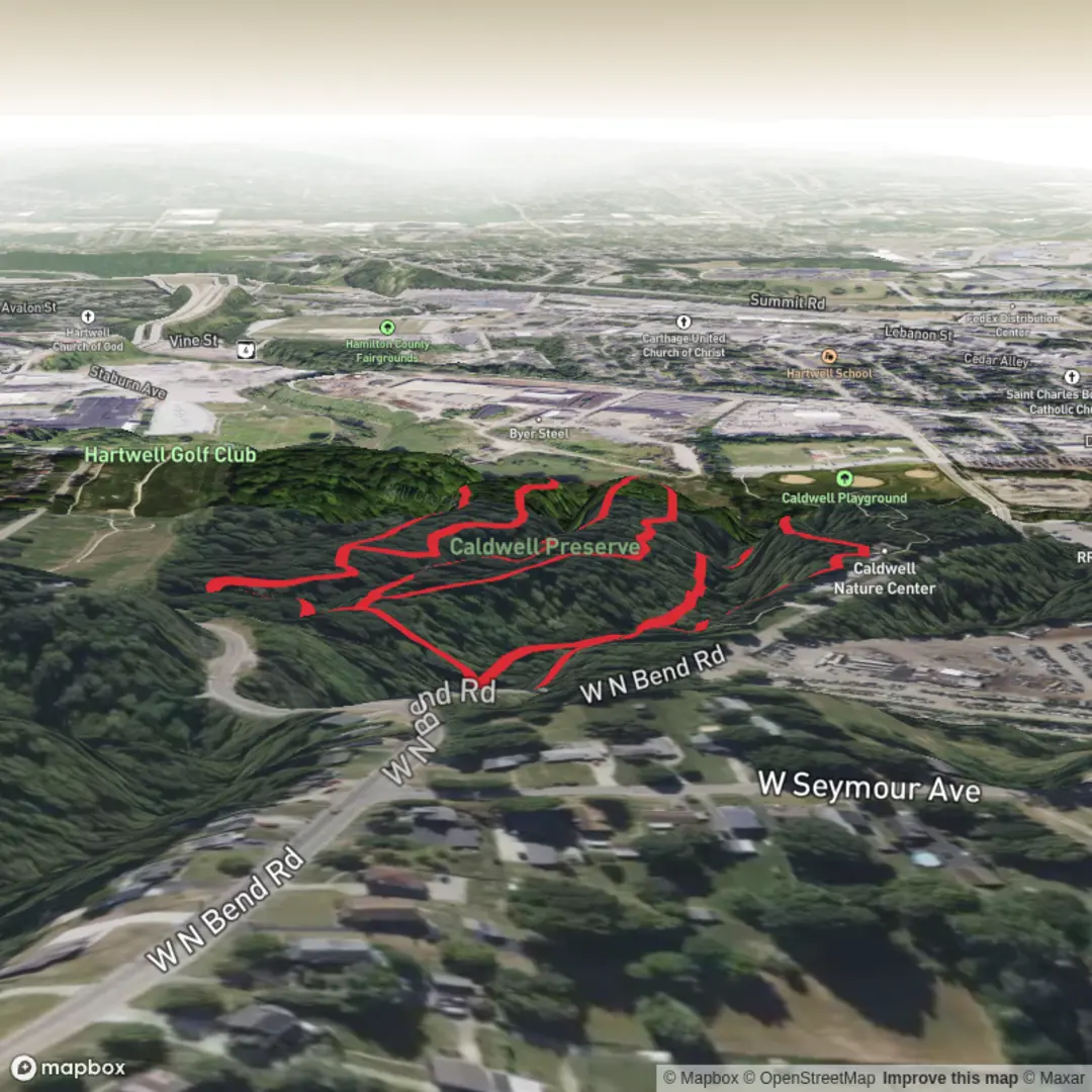 An image depicting the trail Caldwell Preserve Loop and its surrounding area.