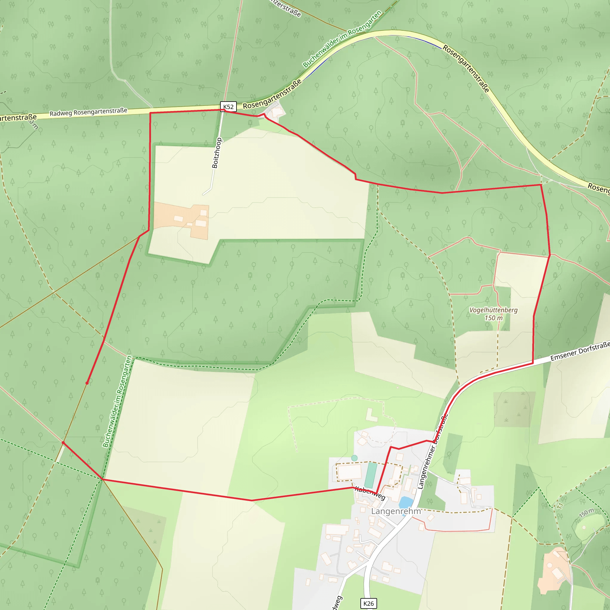 Fürstendenkmal and Rosengarten Loop - Langenrehm mobile static map