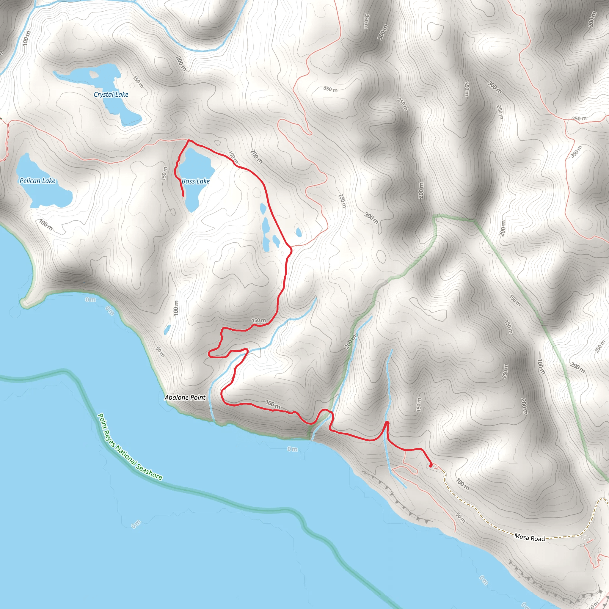 Bass Lake via Coast Trail mobile static map