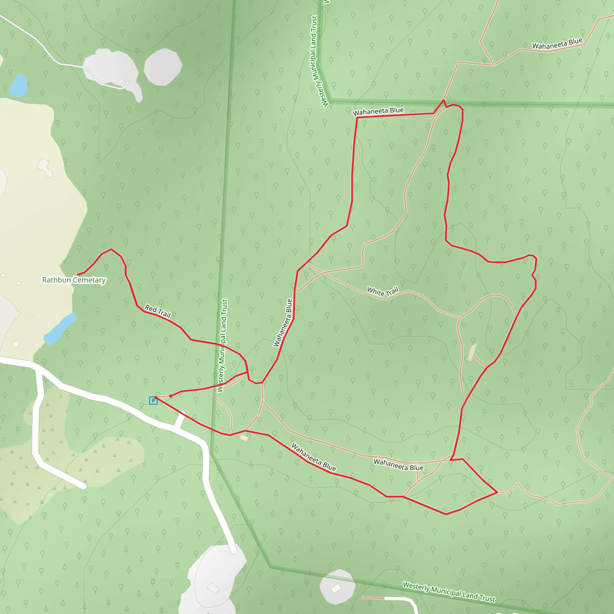 Wahaneeta Blue and Red Loop Trail mobile static map