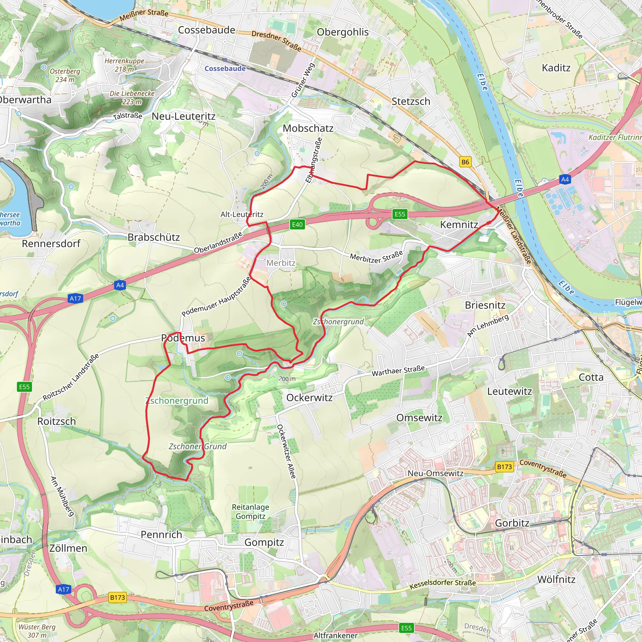 Kemnitz and Zschoner Grund Loop mobile static map