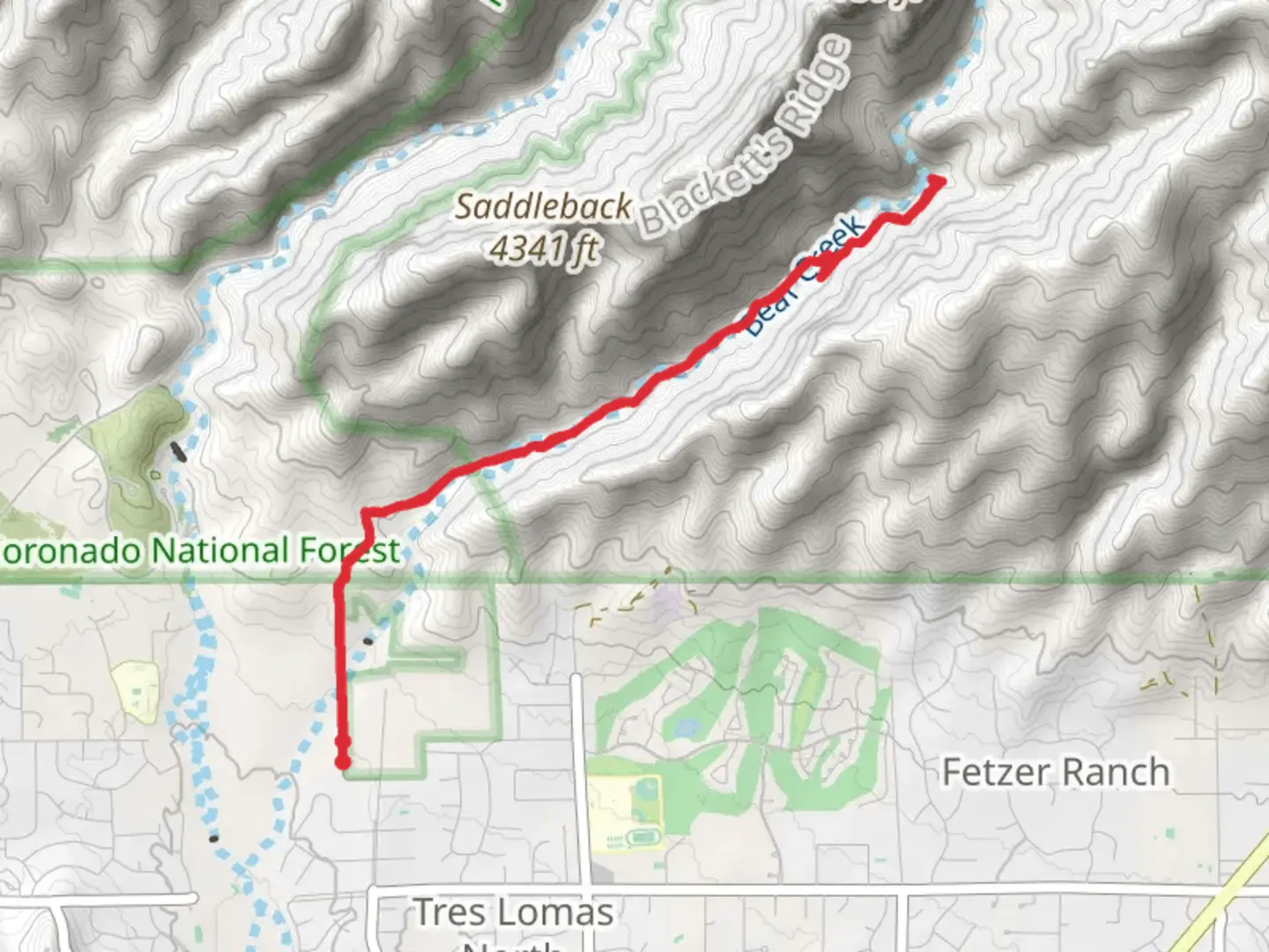 An image depicting the trail Bear Canyon Trail via North Bear Canyon Access and its surrounding area.